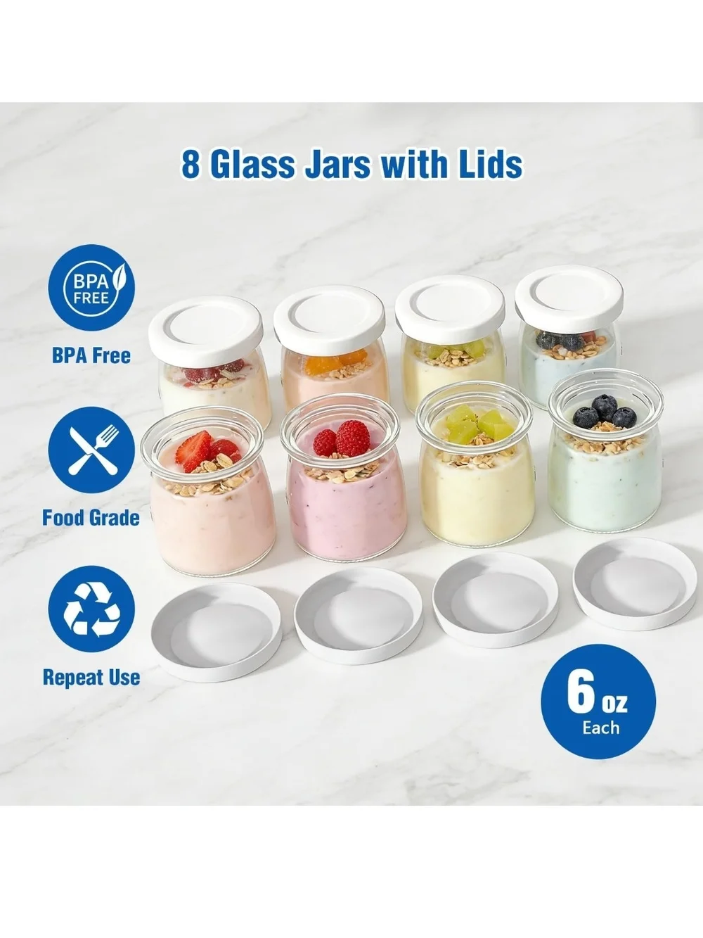 Electric Yogurt Maker with 8 Glass Jars - Silver